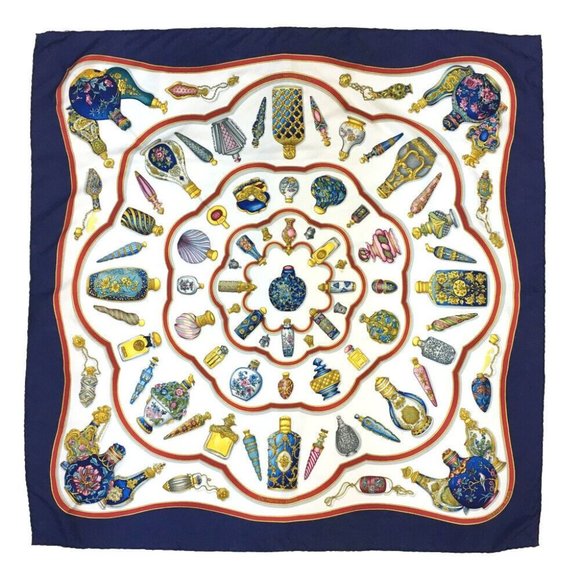 742188O Hermes Scarf Qu importe Le Flacon Carre 90 Multicolor Silk 100% - Picture 1 of 9